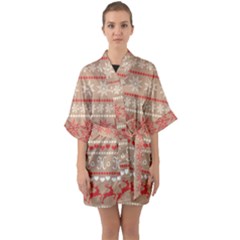 Christmas-pattern-background Half Sleeve Satin Kimono  by nateshop