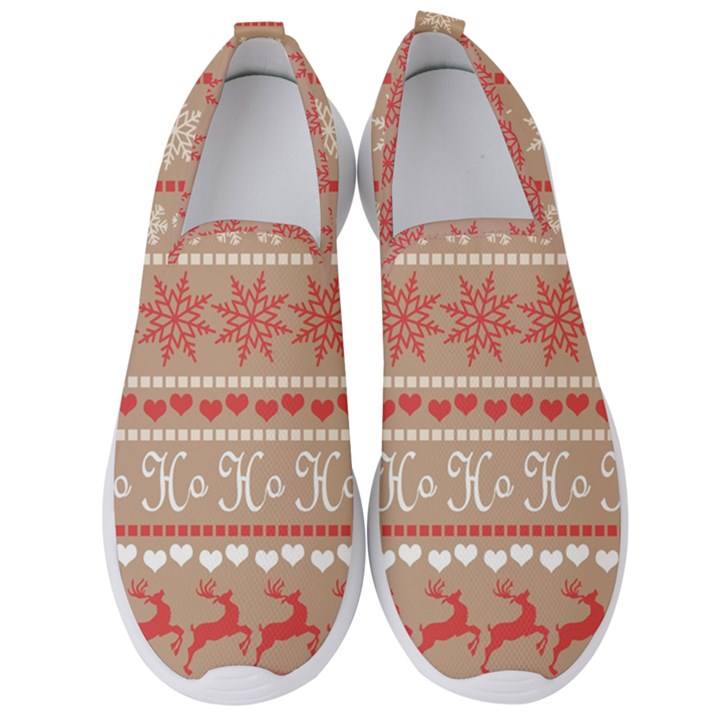 Christmas-pattern-background Men s Slip On Sneakers