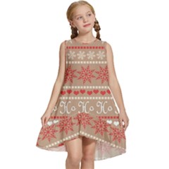 Christmas-pattern-background Kids  Frill Swing Dress