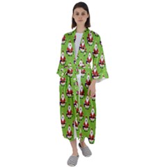 Christmas-santaclaus Maxi Satin Kimono