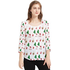 Christmas-santaclaus Chiffon Quarter Sleeve Blouse by nateshop