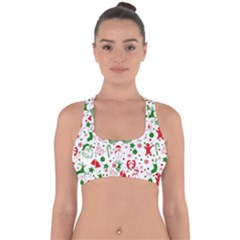 Christmas-seamless-green  Cross Back Hipster Bikini Top  by nateshop