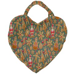 Pattern-santa Giant Heart Shaped Tote by nateshop