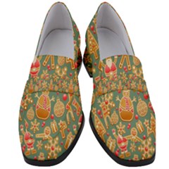 Pattern-santa Women s Chunky Heel Loafers by nateshop