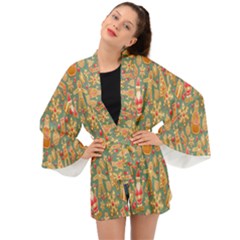 Pattern-santa Long Sleeve Kimono by nateshop