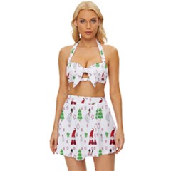 Santa-claus Vintage Style Bikini Top and Skirt Set 