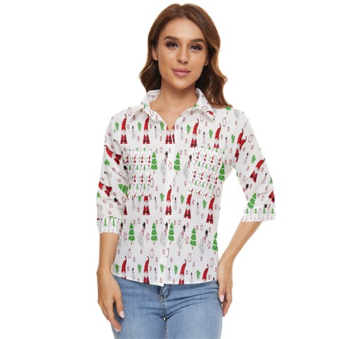 Santa-claus Women s Quarter Sleeve Pocket Shirt by nateshop