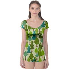 Seamless-forest-pattern-cartoon-tree Boyleg Leotard  by nateshop