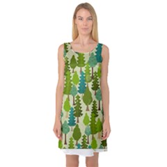 Seamless-forest-pattern-cartoon-tree Sleeveless Satin Nightdress by nateshop