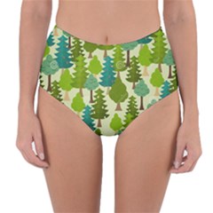 Seamless-forest-pattern-cartoon-tree Reversible High-waist Bikini Bottoms by nateshop