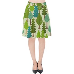 Seamless-forest-pattern-cartoon-tree Velvet High Waist Skirt by nateshop