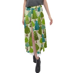 Seamless-forest-pattern-cartoon-tree Velour Split Maxi Skirt by nateshop
