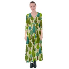 Seamless-forest-pattern-cartoon-tree Button Up Maxi Dress by nateshop