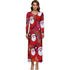 Seamless-santa Claus Long Sleeve Velour Longline Maxi Dress by nateshop
