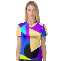 Shape Colorful Creativity Abstract Pattern V-neck Sport Mesh Tee