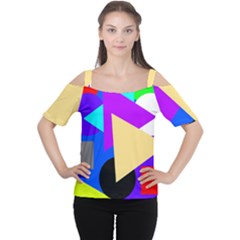 Shape Colorful Creativity Abstract Pattern Cutout Shoulder Tee