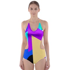 Shape Colorful Creativity Abstract Pattern Cut-out One Piece Swimsuit