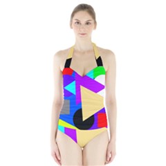 Shape Colorful Creativity Abstract Pattern Halter Swimsuit