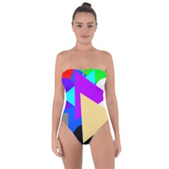 Shape Colorful Creativity Abstract Pattern Tie Back One Piece Swimsuit