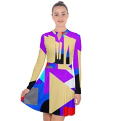 Shape Colorful Creativity Abstract Pattern Long Sleeve Panel Dress