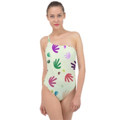 Doodle Squiggles Colorful Pattern Classic One Shoulder Swimsuit