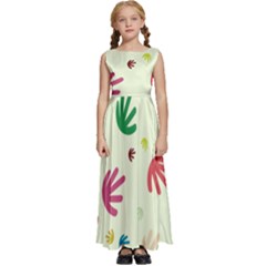 Doodle Squiggles Colorful Pattern Kids  Satin Sleeveless Maxi Dress