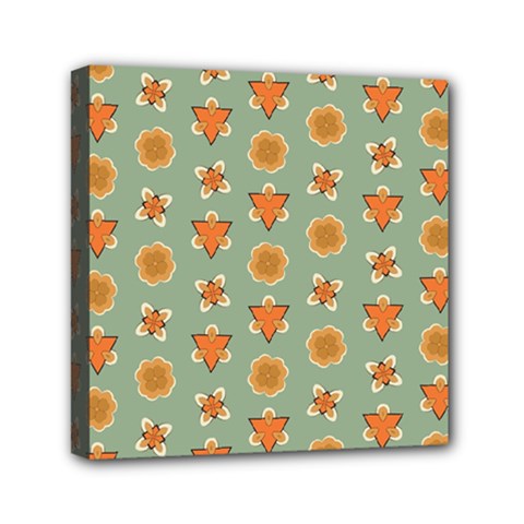 Wallpaper Background Floral Pattern Mini Canvas 6  X 6  (stretched)