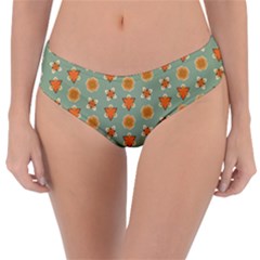 Wallpaper Background Floral Pattern Reversible Classic Bikini Bottoms