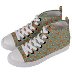 Wallpaper Background Floral Pattern Women s Mid-top Canvas Sneakers by Ravend