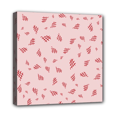 Grid Pattern Red Background Mini Canvas 8  X 8  (stretched) by Ravend