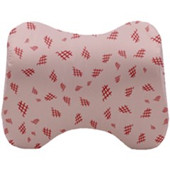 Grid Pattern Red Background Head Support Cushion