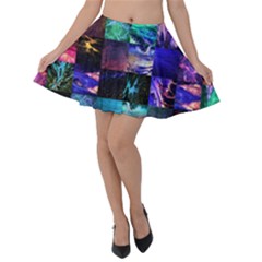 Patchwork Decorative Decor Tile Velvet Skater Skirt