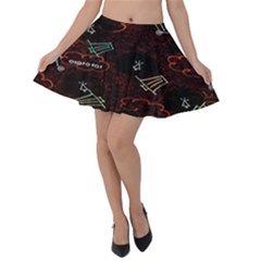 Geometric Pattern Recycle Bin Velvet Skater Skirt