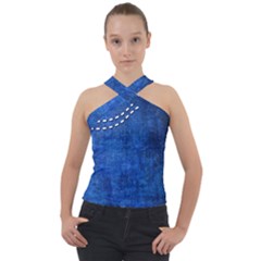 Background-jeans  Cross Neck Velour Top by nateshop