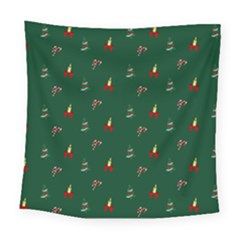 Christmas Background Green Pattern Square Tapestry (large)