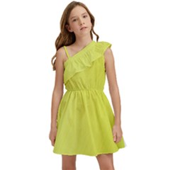 Background-texture-yellow Kids  One Shoulder Party Dress