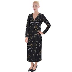 Background Graphic Beautiful Velvet Maxi Wrap Dress by Ravend