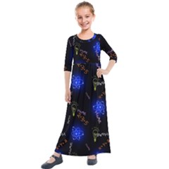 Formula Background Pattern Texture Design Kids  Quarter Sleeve Maxi Dress