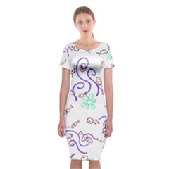 Background Pattern Wallpaper Fish Classic Short Sleeve Midi Dress