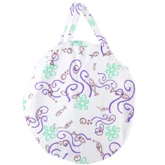 Background Pattern Wallpaper Fish Giant Round Zipper Tote