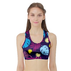 Leaves Patternwallpaper Foliage Sports Bra With Border by Ravend