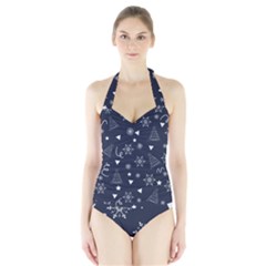 Tree Christmas Xmas Snow Halter Swimsuit