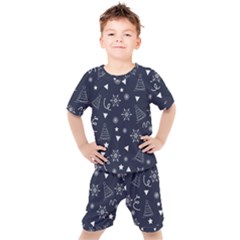 Tree Christmas Xmas Snow Kids  Tee And Shorts Set