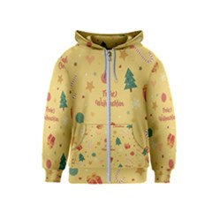 Christmas Treecandy Cane Snowflake Kids  Zipper Hoodie by Ravend