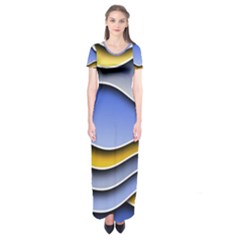Background Abstract Wave Colorful Short Sleeve Maxi Dress