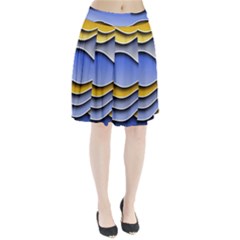 Background Abstract Wave Colorful Pleated Skirt