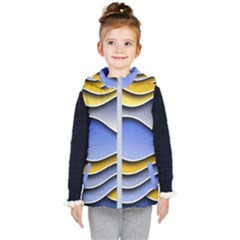 Background Abstract Wave Colorful Kids  Hooded Puffer Vest