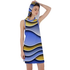 Background Abstract Wave Colorful Racer Back Hoodie Dress