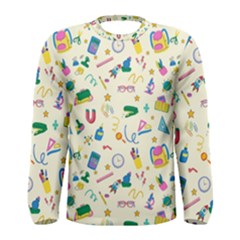 Pattern School Bag Pencil Triangle Men s Long Sleeve Tee