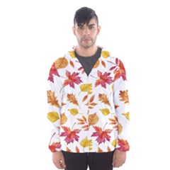 Watercolor-autumn-leaves-pattern-vector Men s Hooded Windbreaker by nateshop